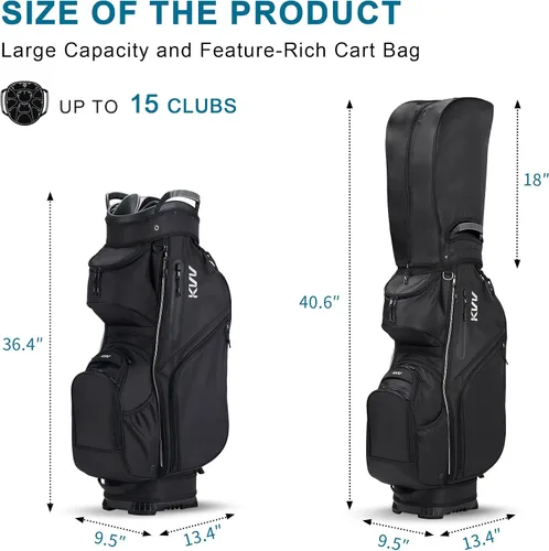 Vista 5 de KVV Bolsa Organizadora de Carrito de Alta Gama, Bolsa de Golf Silenciosa Premium con Asas Duales, 14 Ranuras de Bloqueo para Clubes para Hombre