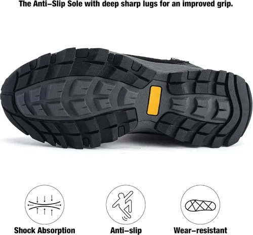 Vista 5 de SILENTCARE Botas de senderismo para hombre impermeables ligeras antideslizantes de tiro medio para exteriores trabajo senderismo montañismo tobillo