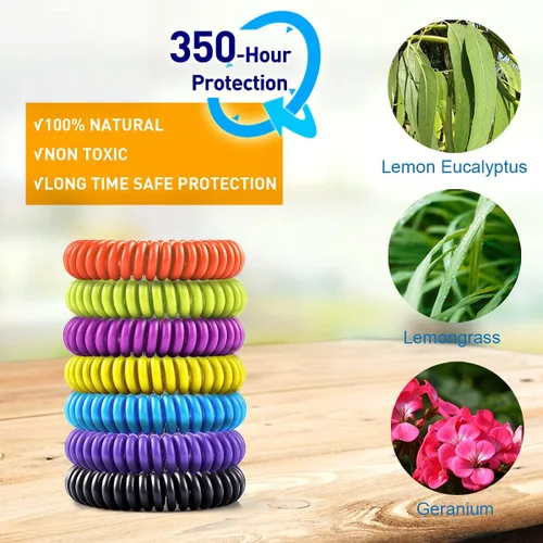 Vista 2 de Paquete de 14 pulseras de mosquitos para niños y adultos, citronela natural, citronela y eucalipto, hasta 350 horas de protección