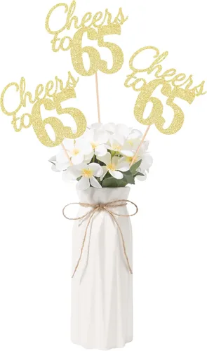 Vista 14 de Gexolenu Cheers to 21, paquete de 10 centros de mesa con purpurina dorada de doble cara para cumpleaños número 21 para mesas, palitos decorativos