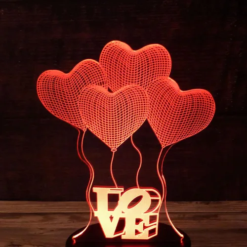 Vista 5 de Globo de amor romántico 3D acrílico para base de lámpara LED (solo acrílico. Base LED se vende por separado)