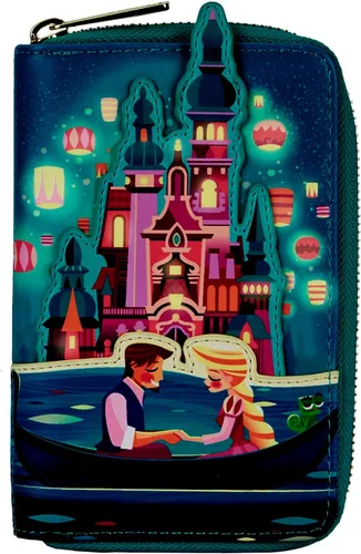 Vista 4 de Loungefly Disney Tangled Princess Castle - Cartera con cremallera alrededor