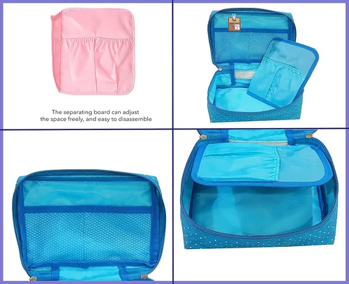 Vista 5 de atorakushon Estuche de viaje para maquillaje, organizador de cosméticos, bolsa de almacenamiento portátil para artistas, bolsa con cremallera