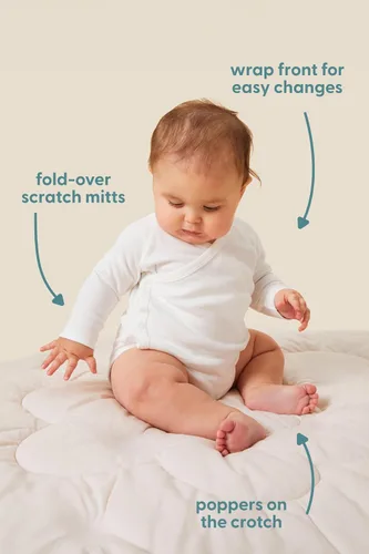 Vista 4 de MORI Body tipo kimono de manga larga para bebé para niños y niñas, transpirable, unisex, suave, con botones sin níquel