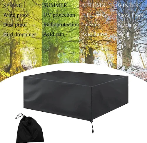 Vista 2 de Juego de fundas para muebles de jardín, fundas impermeables para muebles de patio, fundas para muebles de jardín, impermeables, rectangulares