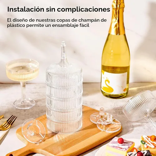 Vista 7 de Paquete de 20 Copas de Champán de Plástico, Copas de Champán de 7oz de Torre de Champán de Plástico Indestructible, Copas de Cóctel de Acrílico