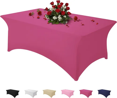Vista 29 de Famstar Paño de Mesa Negro de 4 Pies de Elastano, Paño de Mesa Ajustado para Mesas Rectangulares, Fundas Elásticas Lavables Sin Arrugas