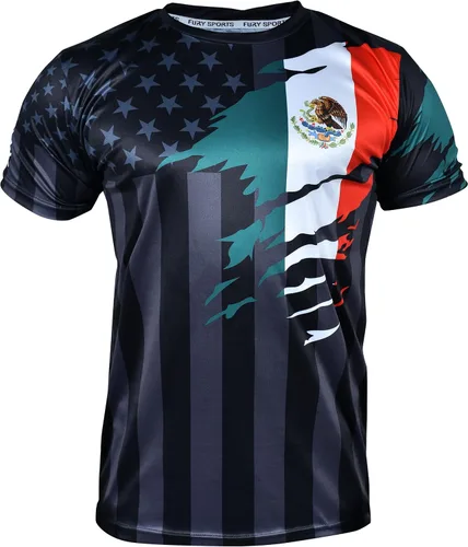 Vista 2 de Fury Camiseta de fútbol con la bandera de México y Estados Unidos - Camiseta México Jersey HombreMujerUnisex
