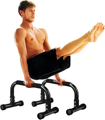 Vista 8 de Teclor Barra de flexión, barras paralelas para L-sit & Dip, soporte de barras paralelas que no se tambalean para paradas de manos, plancha completa