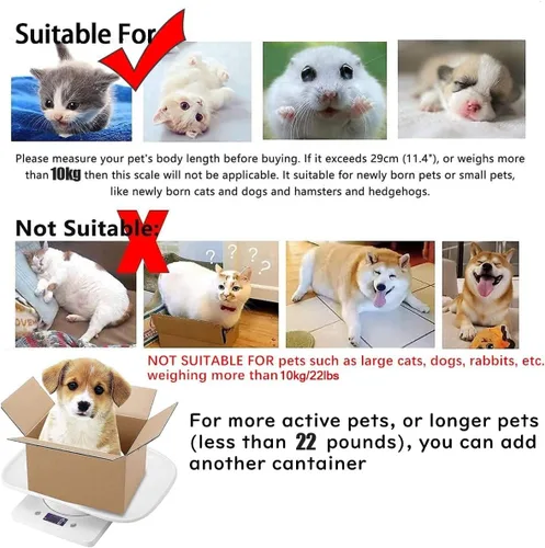 Vista 9 de Básculas digitales para mascotas, mini pantalla LCD de 22.0 lbs/0.04 oz, básculas electrónicas para medir el peso corporal de las mascotas, básculas
