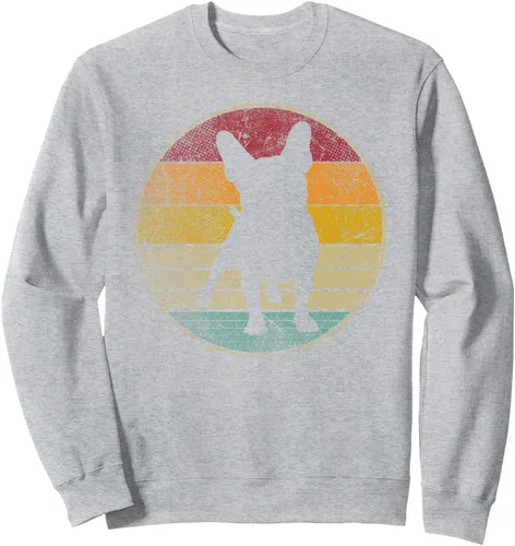 Vista 3 de Sudadera de estilo retro de la silueta de los años 70 con diseño de perro Bulldog francés