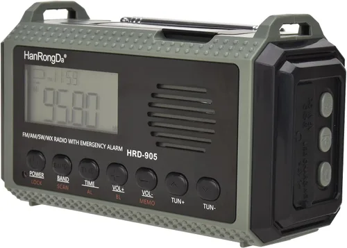 Vista 4 de Radio de emergencia 10000MAH Radio meteorológica solar manivela AM/FM/SW/NOAA radio de onda corta portátil con cargador de teléfono celular