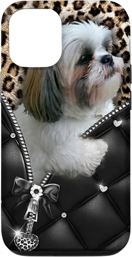 Vista 26 de Funda Shih Tzu con cremallera para iPhone 16 I Love Shih Tzu Dogs Leopard Hippie Leather