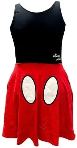 Vista 2 de Disney Junior - Vestido sin mangas con diseño de Mickey Mouse para niñas, Rojo, L