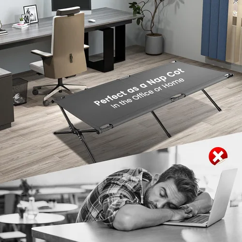 Vista 9 de Goplus Catre plegable para acampar con bolsa de transporte, cama de dormir portátil y ligera para exteriores para adultos y niños, capacidad