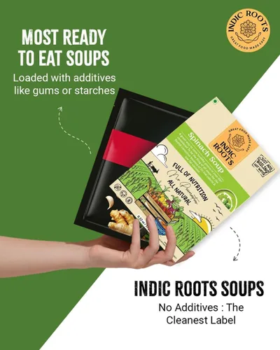Vista 5 de Organic Roots Sopa de espinacas Palak paquetes de sopa instantánea saludable natural lista para cocinar, mezcla de sopa de verduras en polvo