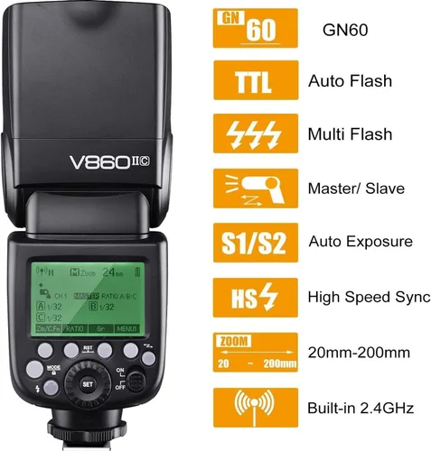 Vista 2 de Godox VING V860IIC TTL - Kit de flash de iones de litio para cámaras Canon