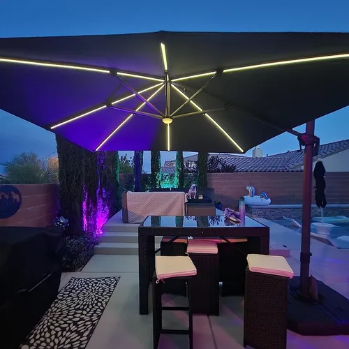 Vista 341 de PURPLE LEAF Paraguas al aire libre con base 8' x 8' protección solar verde Manzana Verde (Apple Green)