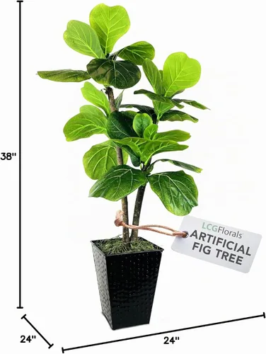Vista 10 de LCG Florals - Árbol artificial de higuera de hoja de violín de 3.2 pies - Tronco de madera real, preensamblado, sin mantenimiento, planta artificial