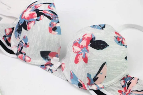 Vista 5 de Swbreety Conjunto de sujetador y bragas para mujer Push Up Floral Impreso conjunto de lencería con aros