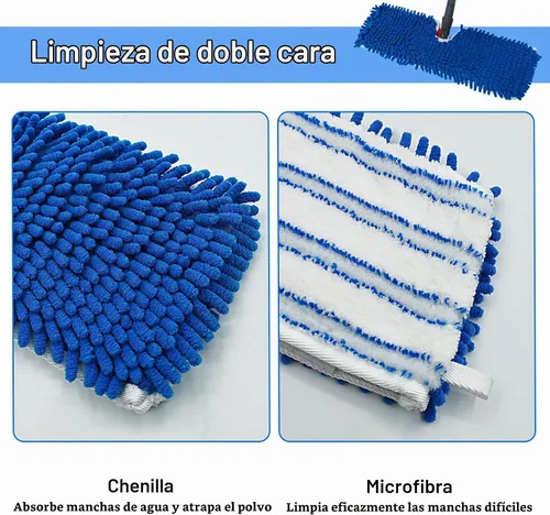 Vista 2 de Paquete de 3 cabezales de repuesto compatibles con la mopa Ocedar de microfibra de doble acción, repuestos de trapeador de doble cara con microfibra