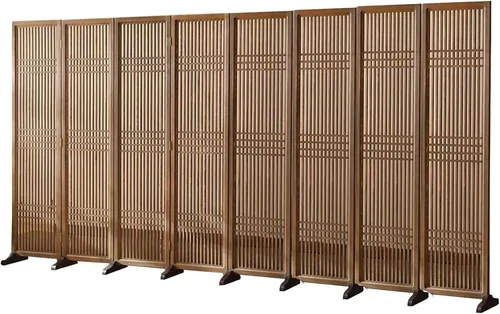 Vista 9 de 2 3 4 5 6 8 10 paneles de madera para pared de división de habitación, pantallas de privacidad plegables con base desmontable, para el hogar, hotel