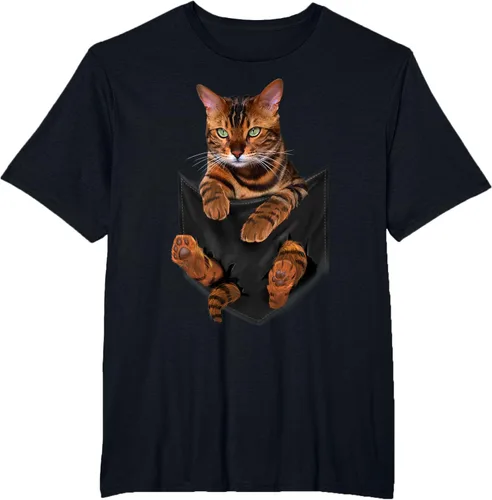 Vista 72 de Camiseta de bolsillo con estampado de tigre y gato Negro