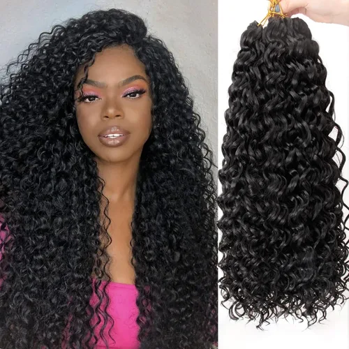 Vista 50 de GoGo Curl Crochet Hair 18 pulgadas onda de agua pelo sintético bohemio ganchillo trenzado jengibre onda profunda extensiones de cabello trenzado