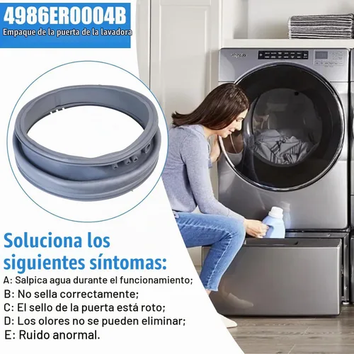 Vista 7 de Junta de puerta de lavadora MEJORADA 4986ER0004B sin puerto de drenaje, compatible con sello de puerta de lavadora de carga frontal LG WM2277HW