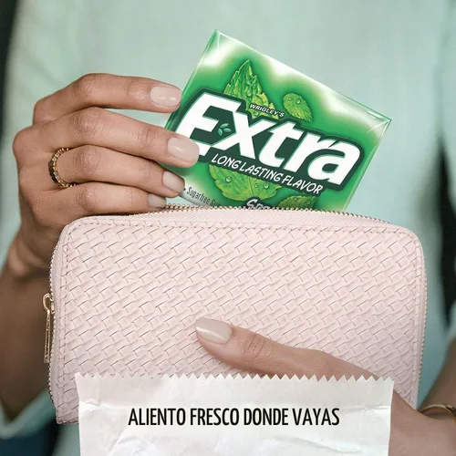 Vista 5 de Goma de mascar extra de menta verde sin azúcar, paquete de 12 piezas, 15