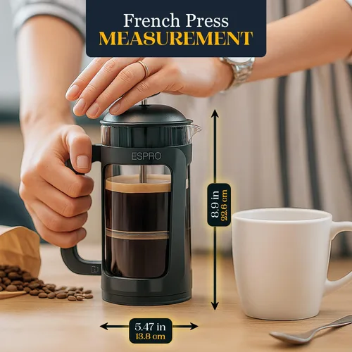 Vista 2 de ESPRO Light P3 - Cafetera de prensa francesa, microfiltro doble patentado para preparar sin arena, resistente al calor, prensa de café de vidrio