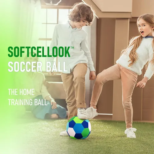 Vista 2 de Balón de fútbol para interiores, tamaño 4, suave, segura y silenciosa, pelota de juguete deportiva para interiores y patio, colorido cumpleaños