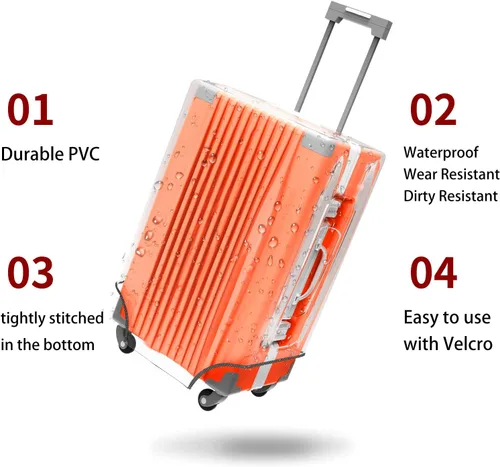 Vista 4 de Funda protectora de PVC transparente para maleta, de 24 pulgadas, aprobada por la TSA, 22-25 pulgadas
