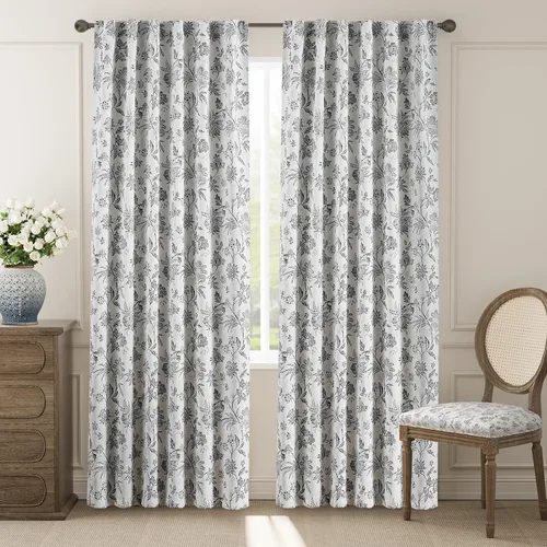 Vista 12 de jinchan Cortinas Opacas Florales para Dormitorio, 63 Pulgadas de Largo Cortinas Opacas con Estampado de Flores, Estilo Campo Francés con Pestañas