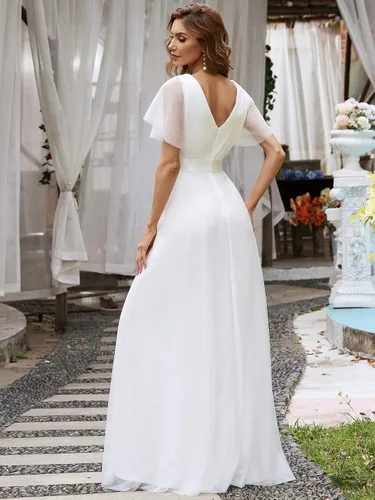 Vista 2 de Ever-Pretty Vestido de dama de honor cruzado con cuello en V doble cintura imperio para mujer 7962