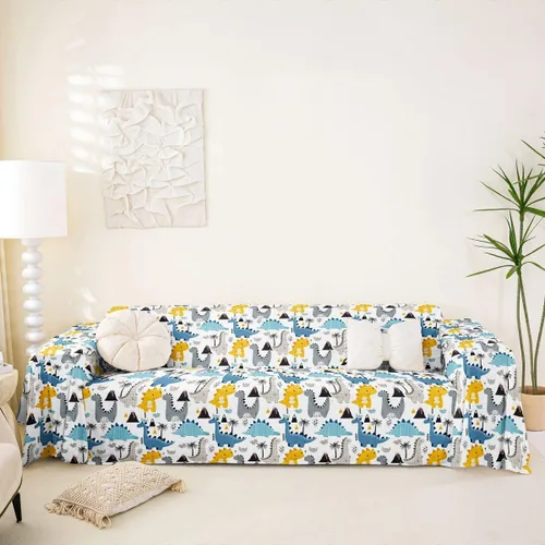 Vista 14 de Erosebridal Funda de sofá retro color beige y blanco, 71 x 91 pulgadas, estilo granja, protector de sofá, protector de sofá para hombres y mujeres