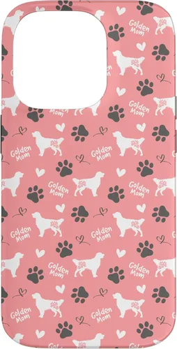 Vista 17 de Golden Retriever - Carcasa para iPhone 17, diseño de mamá y perro, diseño floral, color rosa