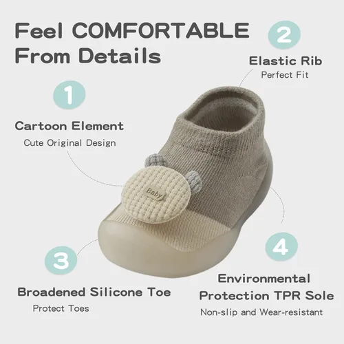 Vista 6 de Bearbay Calcetines para bebé, suela de goma, antideslizantes, para interiores, unisex, recién nacidos, niños y niñas