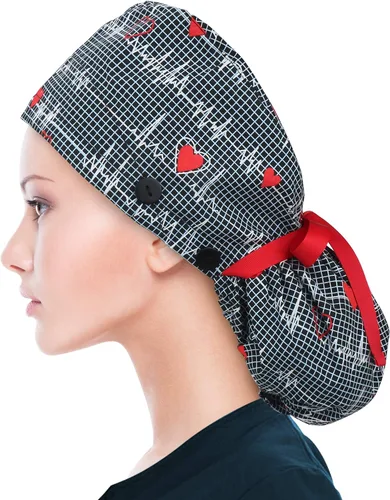 Vista 33 de Scrub Caps for Women Surgical Caps Nurse Hat Functional Ponytail Holder for Long Hair Single or Satin-Lined
