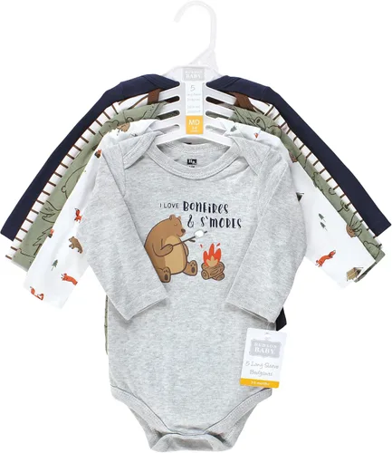 Vista 2 de Hudson Baby baby-boys Cotton Long-sleeve Bodysuits 5-pack