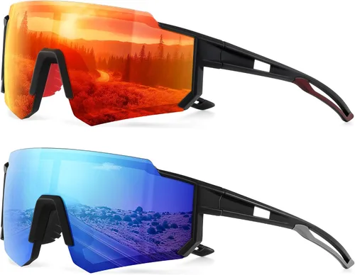 Vista 9 de Gafas de sol polarizadas deportivas para hombres y mujeres, gafas de sol para pesca, ciclismo, bicicleta de montaña, béisbol con protección UV
