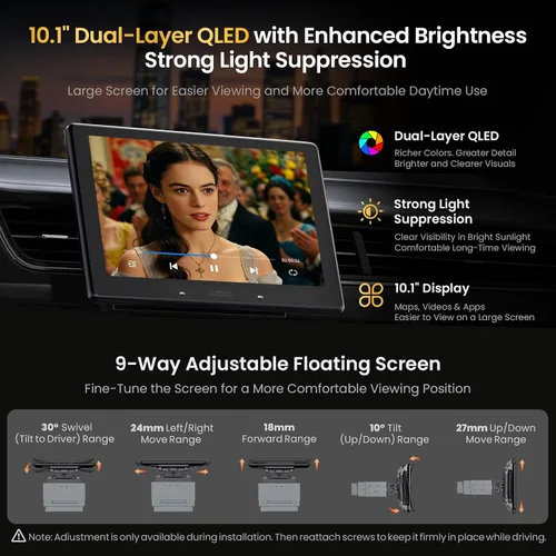 Vista 6 de ATOTO V10 10" Android Single Din & Double DIN Estéreo para coche, 6+128GB