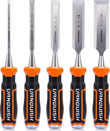 Vista 7 de VANQUISH Cuchillas biseladas Cincel de madera con tapa de acero llamativo para tallado de carpintería - 1 pulgada (4626)