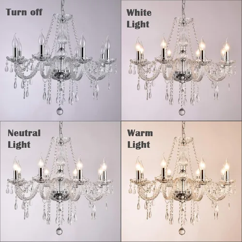 Vista 3 de Candelabros de cristal con 8 luces modernas, lámpara colgante de techo para comedor, sala de estar, dormitorio, pasillo, entrada, decoración