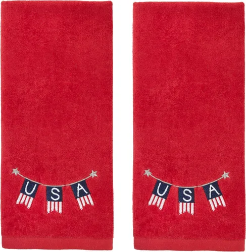 Vista 12 de SKL Home Americana Script - Juego de 2 toallas de mano, bordadas, azul marino 100% Cotton. Fun for Memorial Day, 4th of July, Labor Day & all