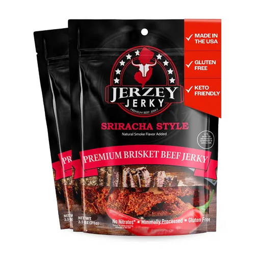 Vista 14 de Jerzey Jerky Carne Asada Brisket Jerky 2.5oz (2 Pack) – Bocadillos de carne de brisket asada con alto contenido en proteínas, sin gluten