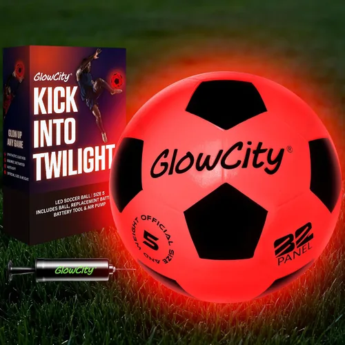 Vista 13 de GlowCity Balón de fútbol que brilla en la oscuridad - Tamaños 3, 4, 5 para niños, adolescentes y adultos - Balón de fútbol que se ilumina con 2