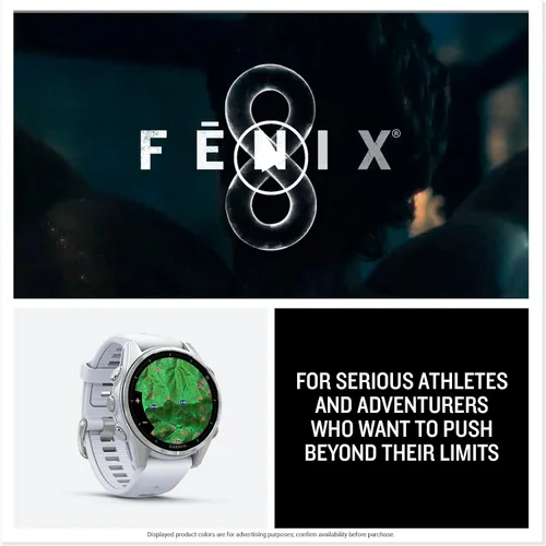 Vista 8 de Garmin fēnix® 8 – 43mm, AMOLED, Smartwatch GPS Multideporte Premium, Batería de Larga Duración, Resistente a Inmersiónes, Linterna LED Integrada