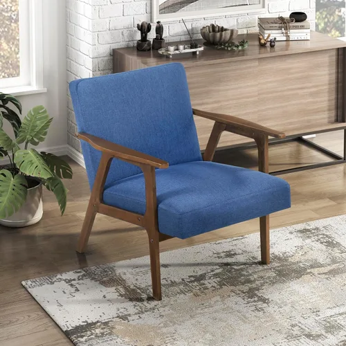 Vista 15 de Lexicon Silla decorativa moderna de mediados de siglo,Marco de madera Beige