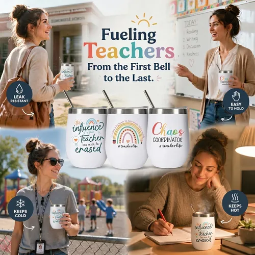 Vista 4 de Regalos de agradecimiento a maestros para mujeres y hombres, vaso aislado de 12 onzas con caja de regalo, regalo de fin de año, graduación, Navidad